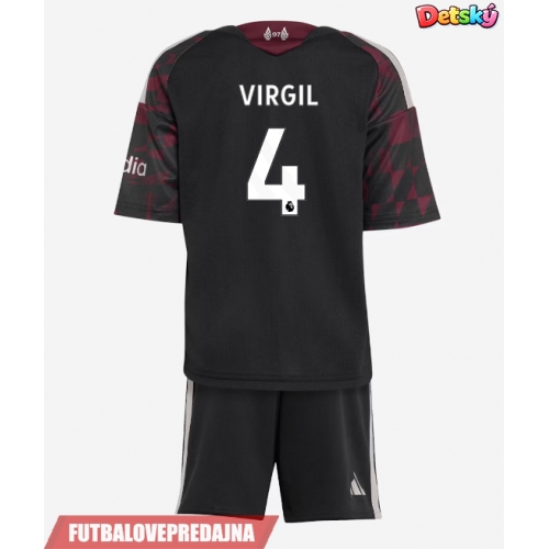 Lacne Dětský Futbalové dres Liverpool Virgil van Dijk #4 2026-27 Krátky Rukáv - Tretina (+ trenírky)